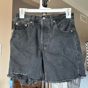 Levi's Black Jean Shorts with Frayed Hem